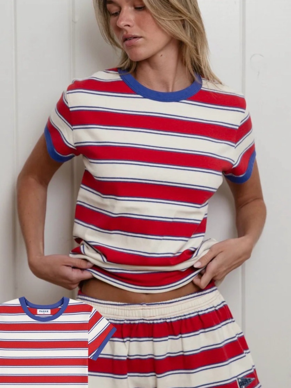 Parke Lighthouse Striped Short Sleeve Tee- Medium NWT